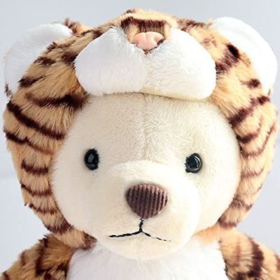 ISO9001 το κοντό βελούδο Teddy αντέχει με το αποσπάσιμο καπέλο λιονταριών